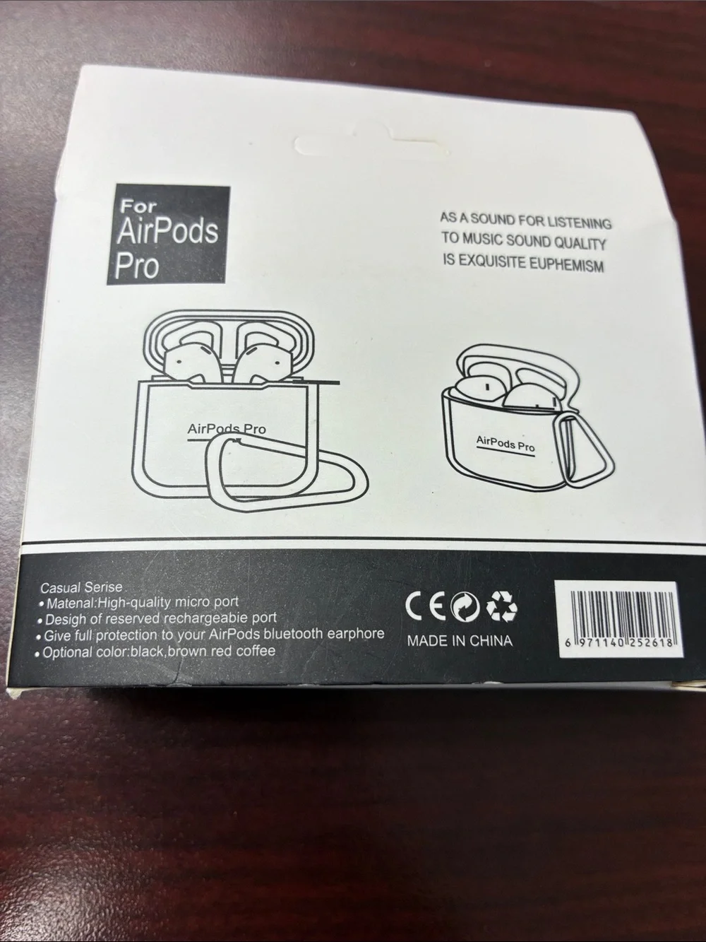Plaid Gray AirPods Pro Case Cover with Red Accent - Compatible